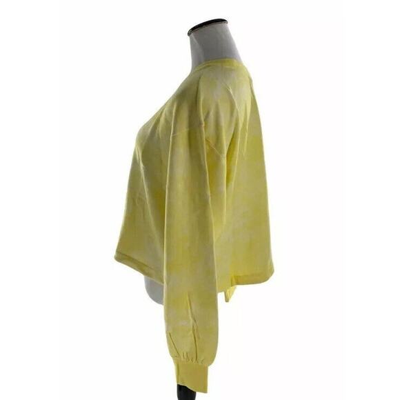 Z By Zella Womens Radial Cropped Sweatshirt Yellow Tie Dye Crew Neck Plus 2X New - Picture 4 of 7